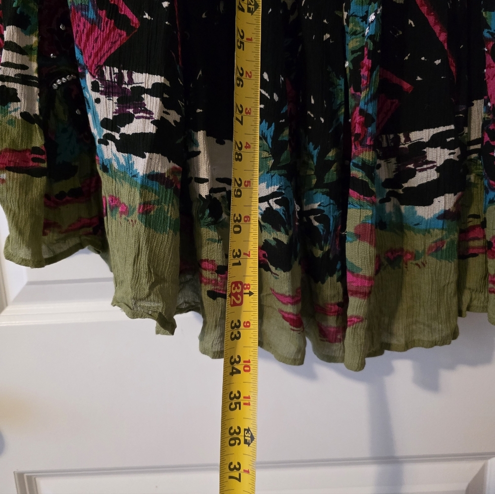 Vintage White Stag Floral Tropical Midi Skirt Flowey Rayon Wmns 16w Boho Coastal - Picture 4 of 6